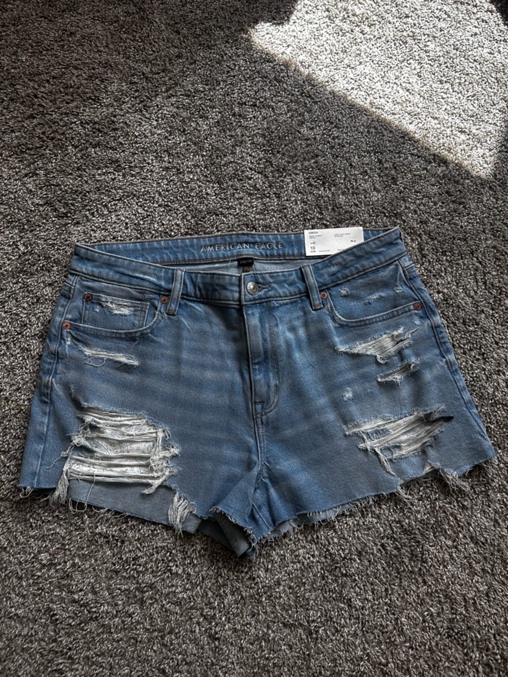 American Eagle Outfitters Distressed Blue Denim Cutoff Shorts